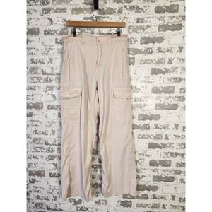 American‎ Eagle Cargo Pants Size 10 Beige Baggy Wide Leg Stretch Grunge
